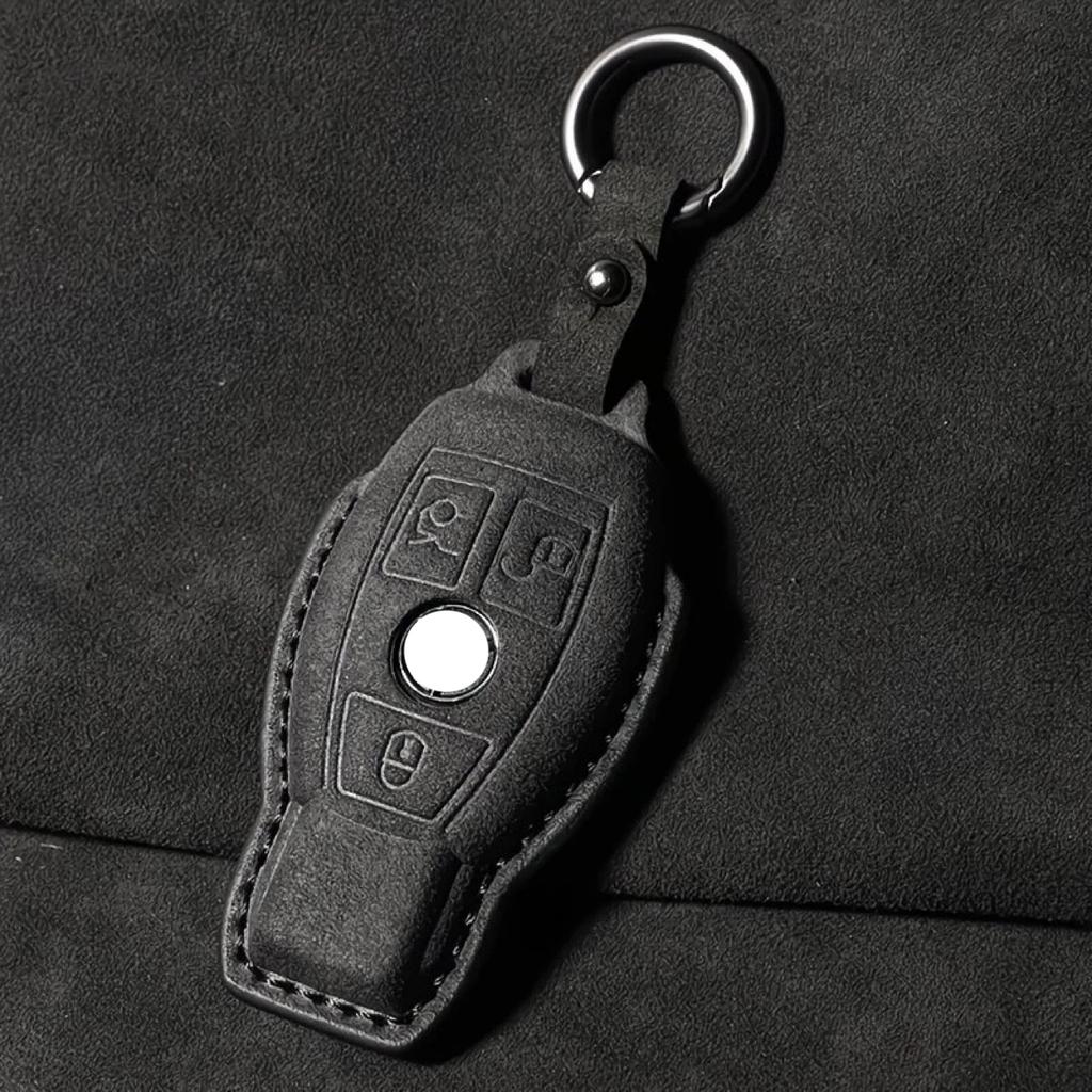 Suede Faux Leather Car Key Case Cover Protective Benz C180 C200 C260 C300 W108 W168 CLA GLA GLB Class Auto Keychain Styling BE1