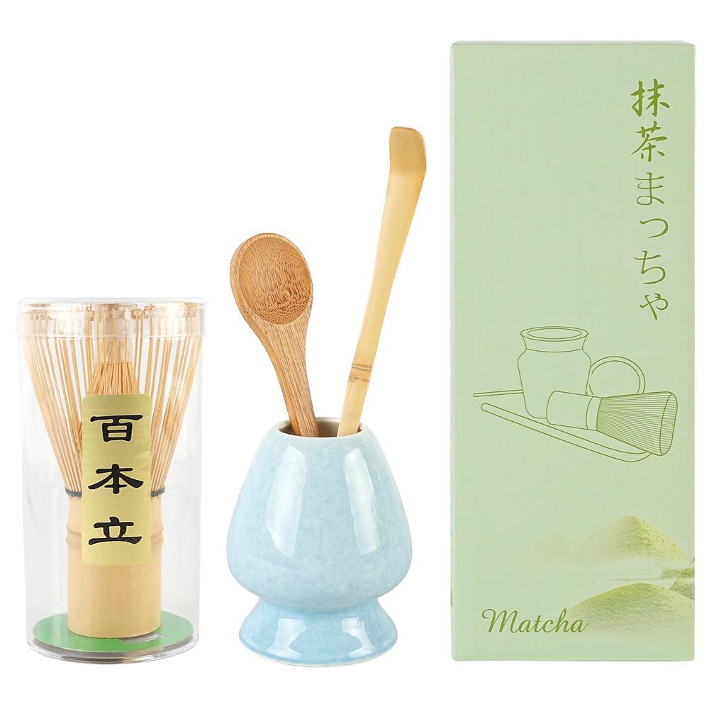 voocye Tea Ceremony Utensil Set Includes Matcha Tea and Tea Spoon 4-Piece (100-piece Set) - Powder, Whisk, Scoop,