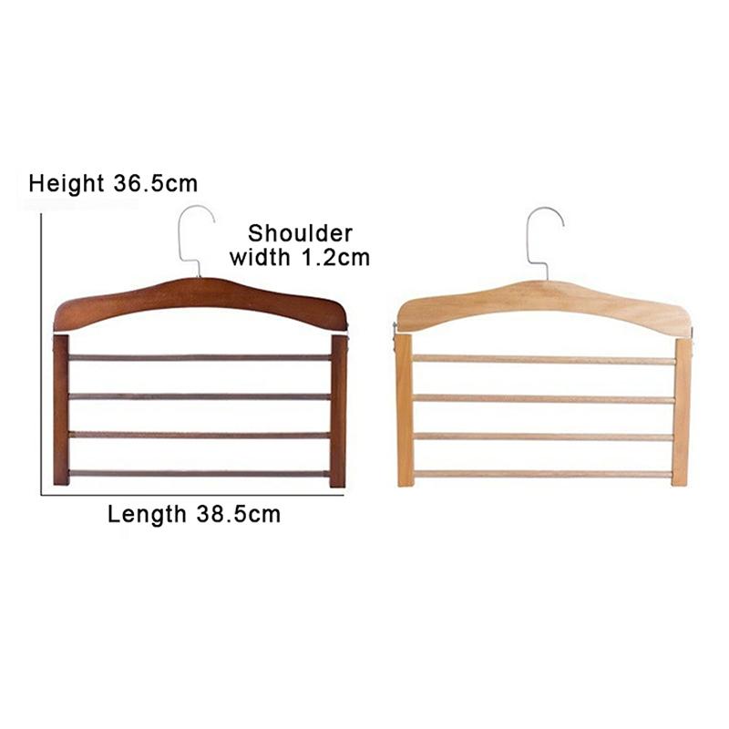 Solid Wood Multifunctional Multi-Tier Trouser Rack Household Wooden Coat Rack Towel Scarf Tie Storage Rack Flocking Non-Marking