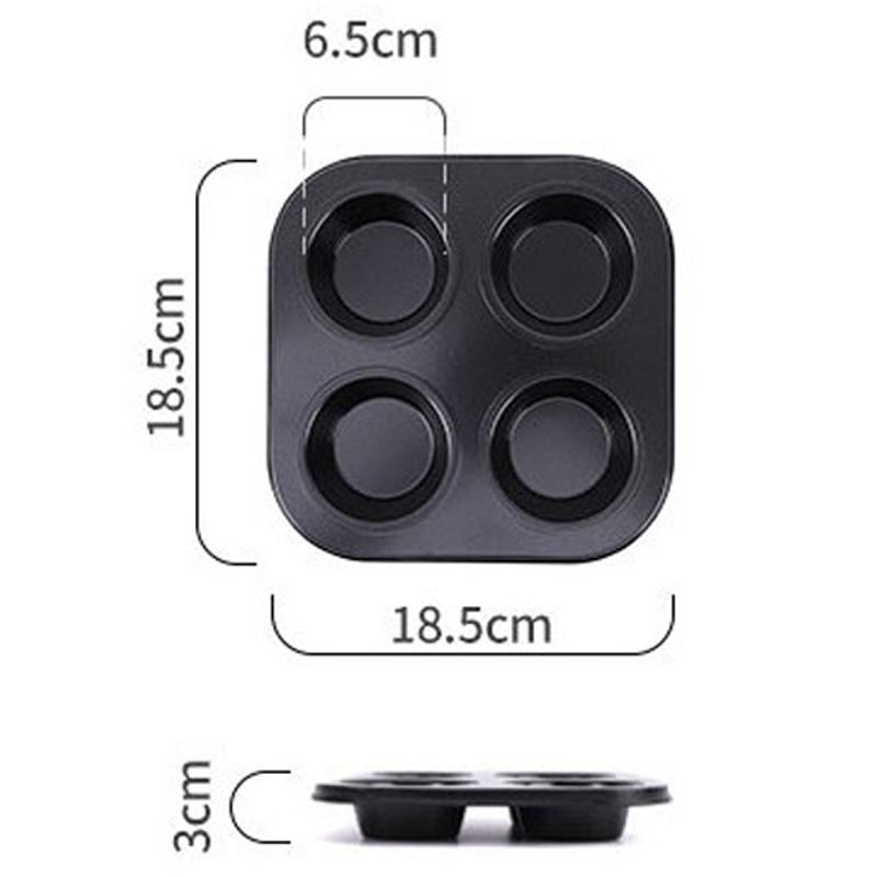 4 Holes Non-Stick Cupcake Baking Tray Carbon Steel Muffin Pan Cake Mould Egg Tart Baking Mold Round Biscuit Pan Kitchen Bakeware
