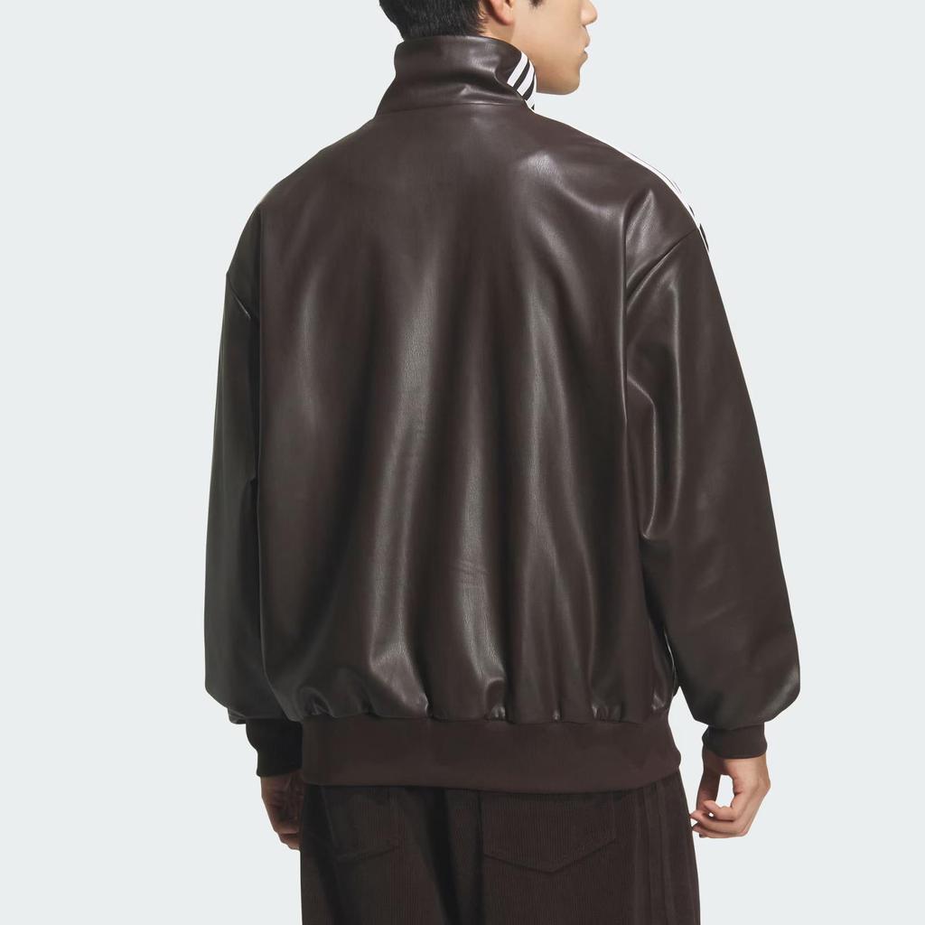 adidas Originals Faux Leather Loose Fit Jacket Unisex Black KQ5473