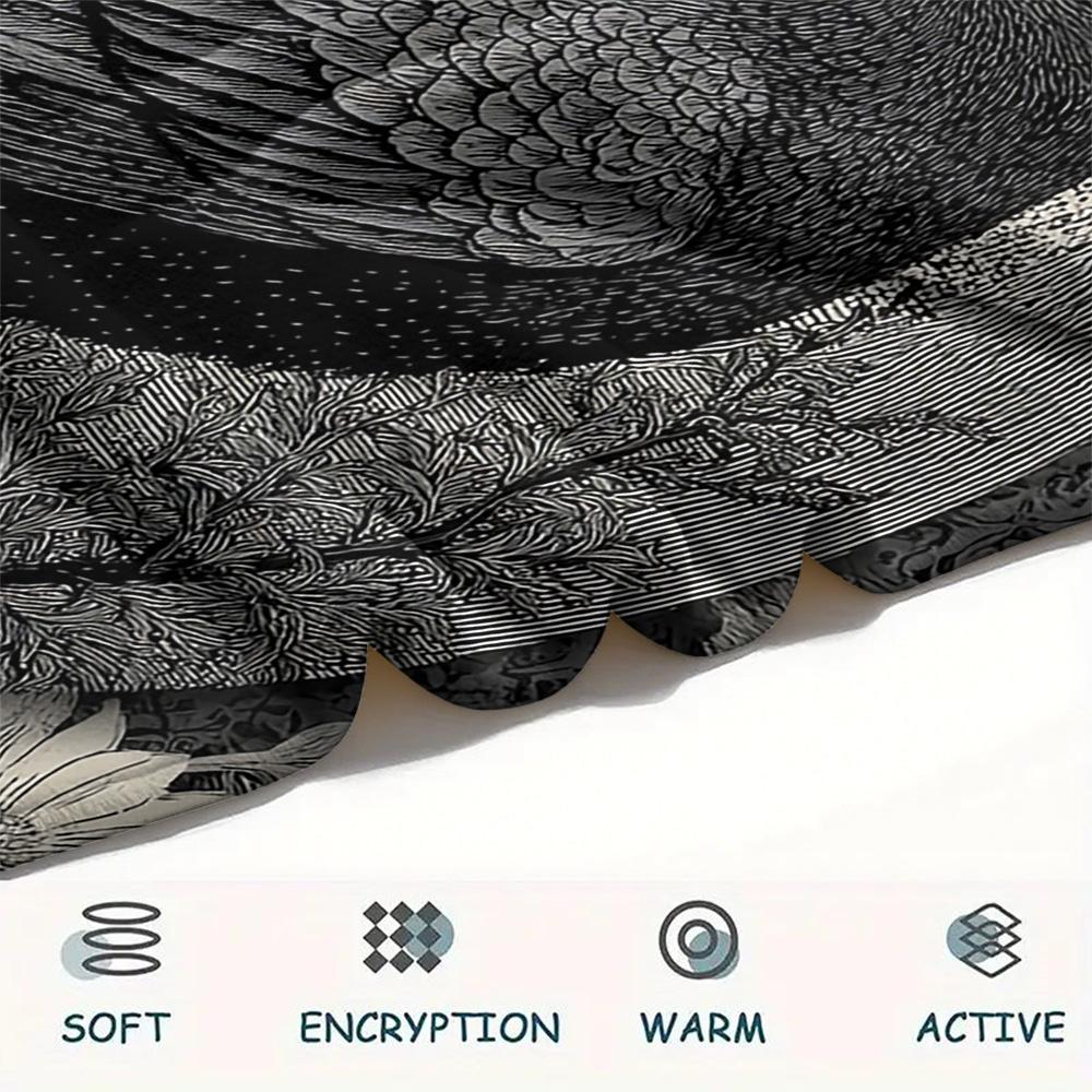 Crow Print Flannel Blanket, High quality Comfortable for All Seasons, Home Decor, Warmth and Comfort, Perfect for Christmas Gifts