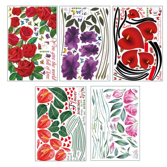 Flower Wall Decal Removable Peel And Stick PVC Stickers Colorful Rose/Morning Glory