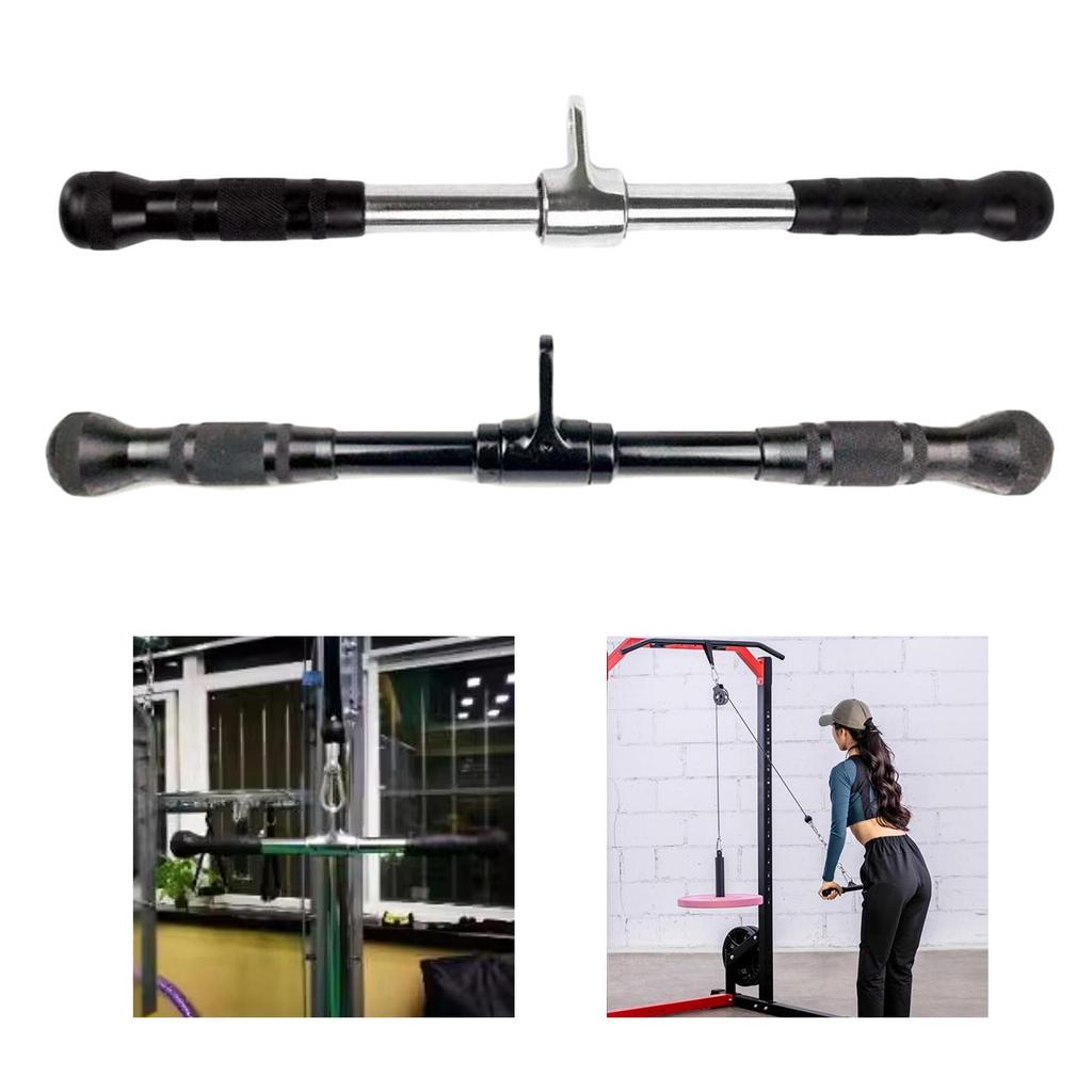 LAT Bar Non Slip Straight for Cable Pulley System Machine Squat Rack Gym Silver and Black