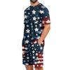 Conjunto de Pijama de Manga Corta para Hombre Suave Transpirable Ligero Camisa de Estar y Pantalones Cortos Conjunto de Ropa de Dormir para Verano Ropa de Casa