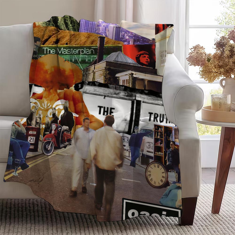 Blanket Throw O-OasiS-ES Super Cosy Plush Living Room Sofa Rock Album Couch Childish Band Birthday Gifts