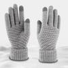 Warm Touch Screen Gloves for Autumn and Winter Men's and Women's Thick Velvet Gloves Anti Cold Jacquard Gloves Knitted Gloves