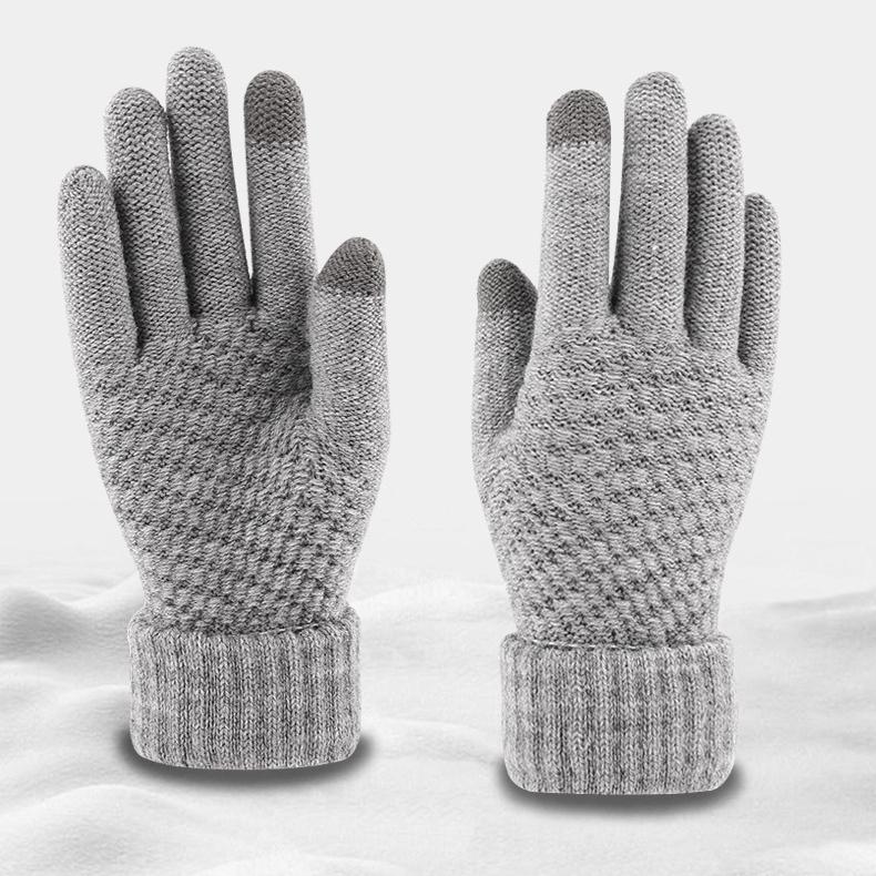 Warm Touch Screen Gloves for Autumn and Winter Men's and Women's Thick Velvet Gloves Anti Cold Jacquard Gloves Knitted Gloves