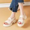 2025 new summer outer wear slippers sports style beach leather platform sandals versatile temperament sheepskin non-slip women's shoes