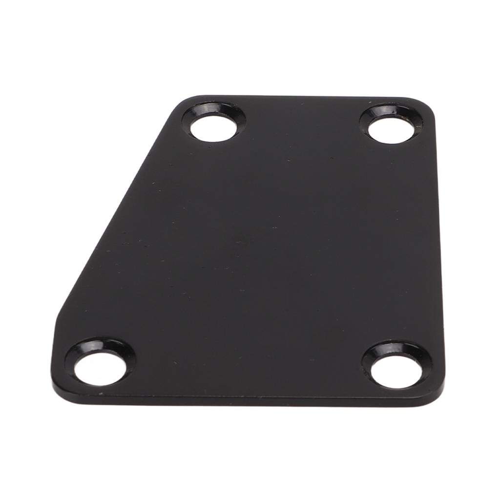 Electric Guitar Neckplate Trapezoidal Metal Neck Plate with Screw for Replacement Black