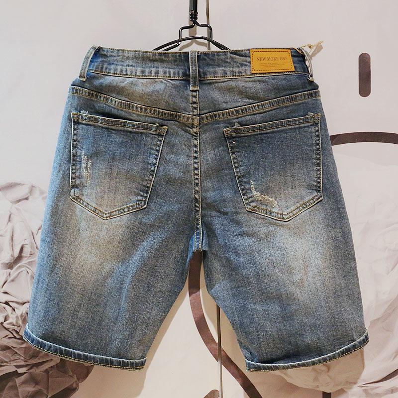 Summer Fashion Men's Hole Denim Shorts Jeans New In Blue Baggy Shorts for Men Jeans Pants