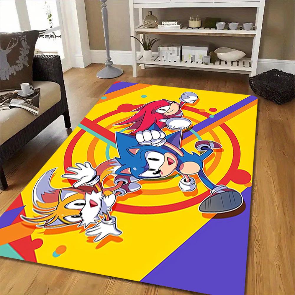 Sonic The Hedgehog Art Print Decoration,Carpet,Living Room,Bedroom, Non-slip,Square rug