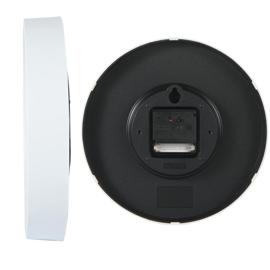 Nbdeal Educational Wall Continuous Second Diameter White Face with White Frame Clock, Clock, Radio-Controlled Clock, Hand, Quiet, 25cm, DB-887