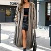 Women's Fashion Plush  Jacket Casual Solid-color Long-sleeved Cardigan Long Coat