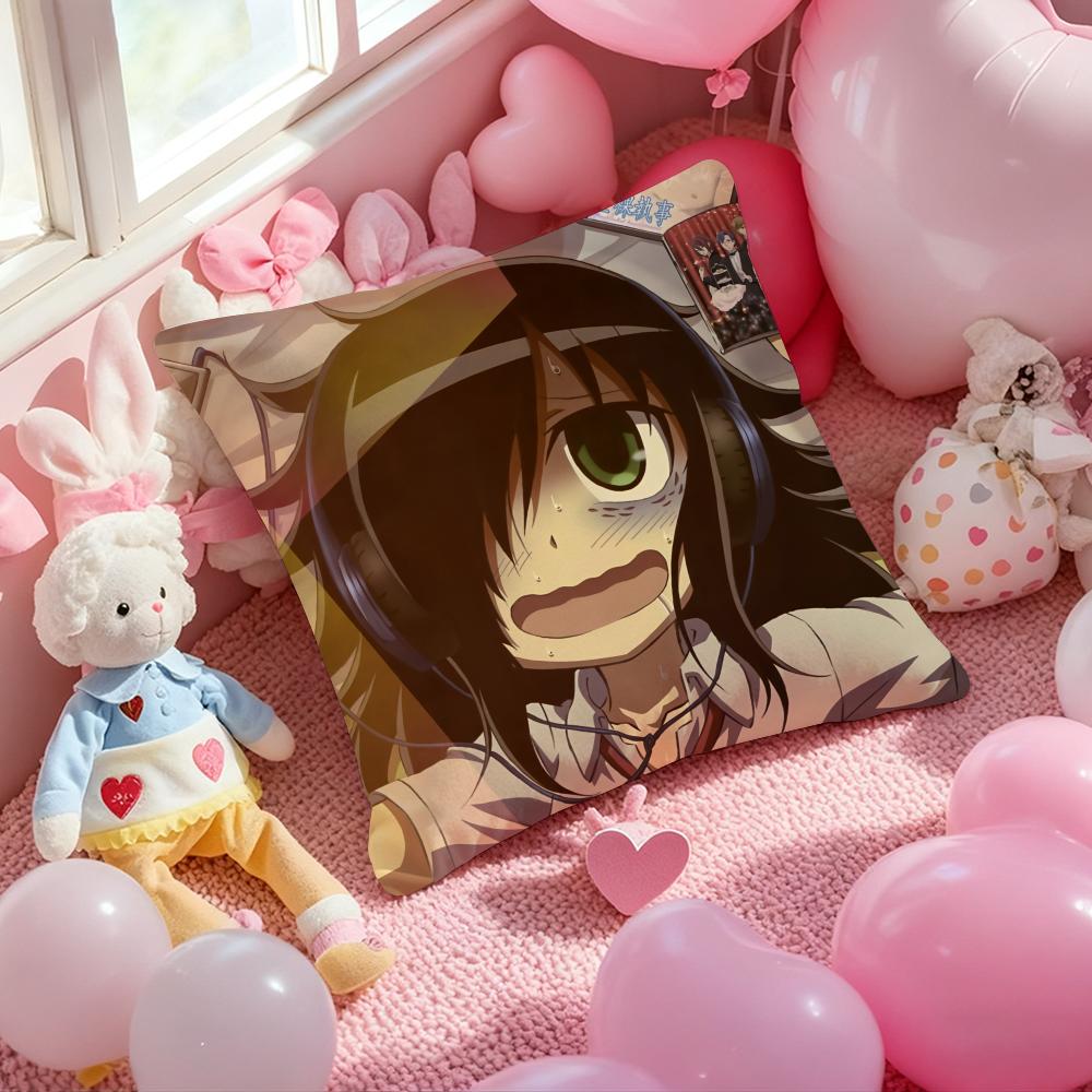 K-Kuroki T-Tomoko Pillow Case Soft Plush Fabric Double-Sided Printed Cushion Cover Warm Winter Sofa Pillow Case