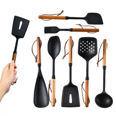 Silicone Cooking Spoon for Nonstick Cookware Heat Resistant Spatula Spoon Slotted Spoon Scraper Kitchen Utensils for Stirring Scooping Serving