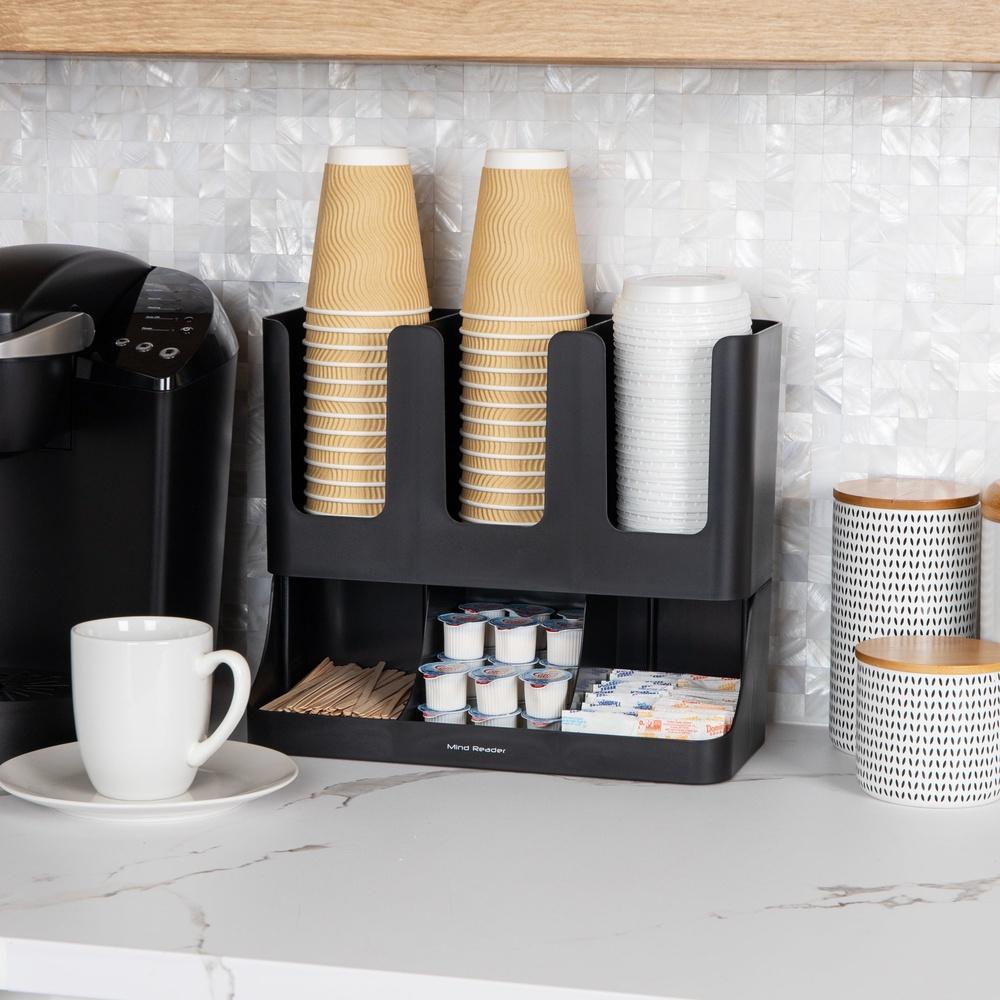 Cup Condiment Station Countertop Organizer Coffee Tea Accessories Holder Efficient Storage Solution Office Kitchen Breakroom