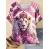 T-shirt da Donna Estiva con Stampa 3D Girocollo Moda Versatile Traspirante Tendenza Casual
