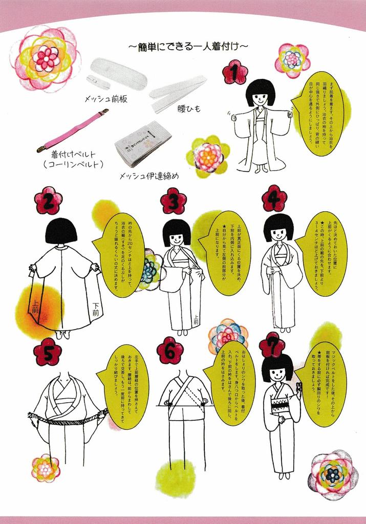 Yukata Dressing Set (4 Pieces): Easy-to-use mesh front panel, magic belt, kimono belt, and one waist tie. Simple dressing accessories.