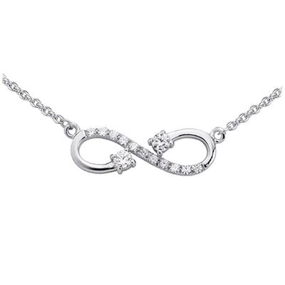 [P0577] - White Silver 'Infini' Silver Necklace (rhodium-plated) - 20x5 Mm