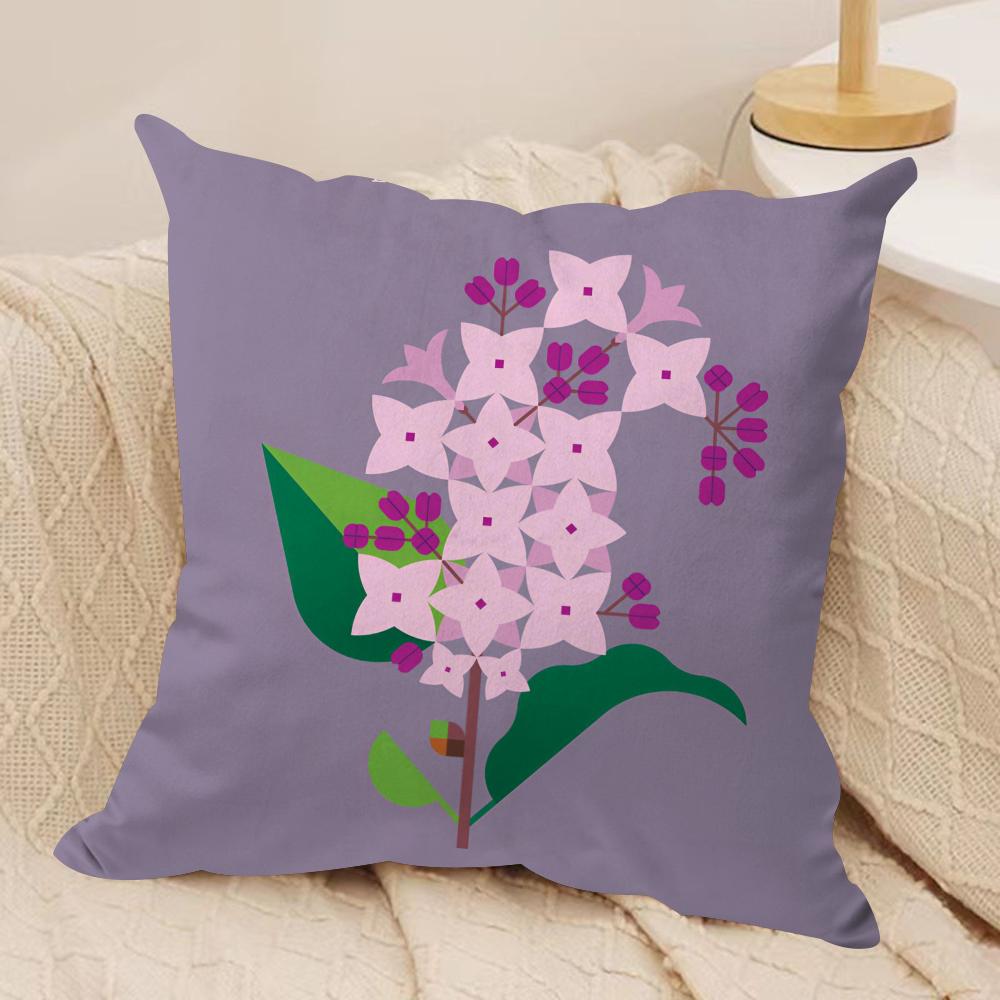 Simple Flower Art Cushion Cover Silky Short Plush Double-Sided Printed Pillow Case for Sofa All Seasons Home Decor Gift