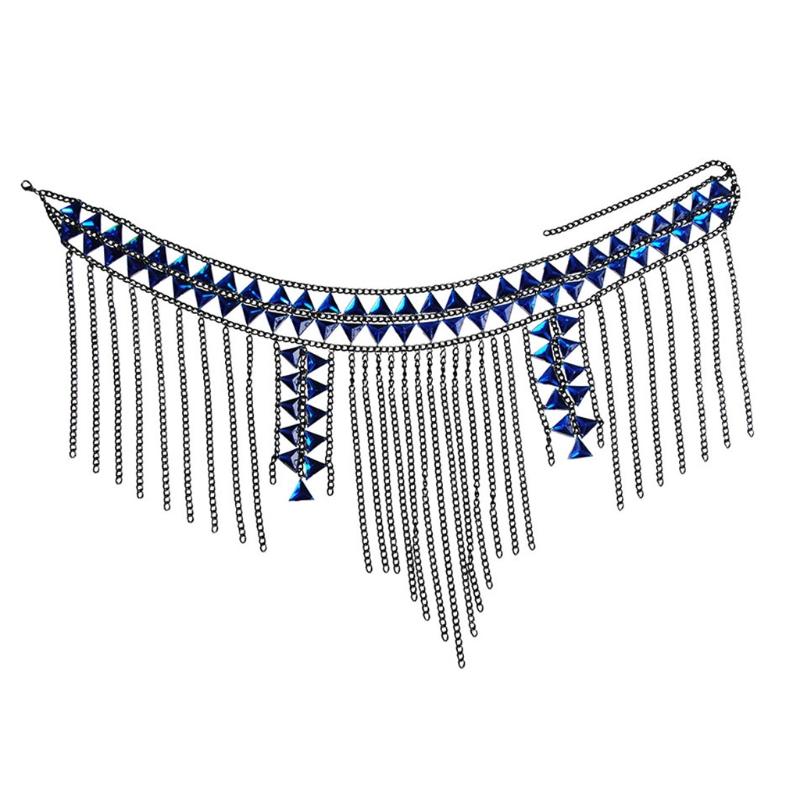 Mehrschichtige Schulterketten Quasten Körperketten Kristall Taille Bauchketten Legierung Körper Schmuck für Strand Nachtclub