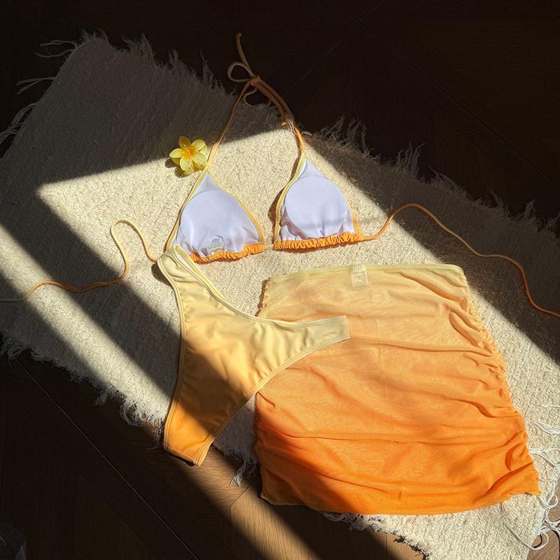 Neuer Sexy Neckholder Stufenrock Bikini Neuer Damen Badeanzug Damen Bademode Dreiteiliges Bikini-Set Badeanzug