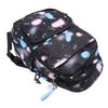 Students Backpack Large Capacity Beautiful Printing Zipper Closure School Shoulder Bag Black Nylon