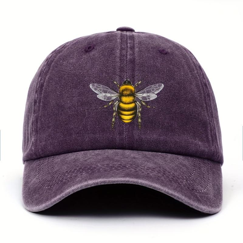 Bee patterned printed baseball cap for adults, featuring bee and insect themed party decorations, gifts, and supplies