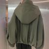 Army Green Women's Hooded Windbreaker: Medium Thickness, Stylish, Versatile, Popular Cargo Jacket for Early Spring.