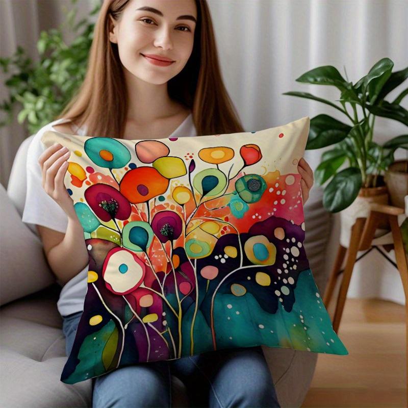 1/4pcs Colorful Floral Patterned Pillowcases Sofa cushion cover home bedroom room decoration