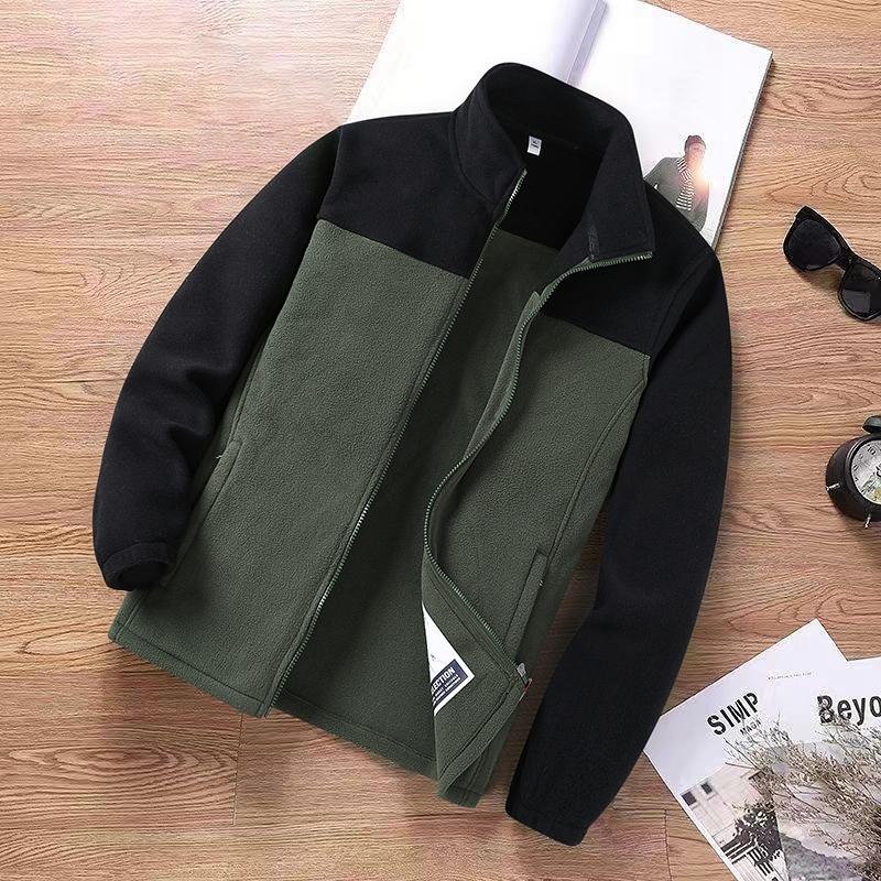 Casacos de Lã Casuais da Moda Masculina Primavera Inverno Esportes Jaqueta de Gola Alta Cardigã de Lã Masculino Moletom Bonito