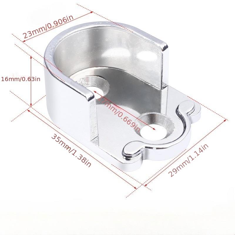 Heavy-Duty Metal U-Shaped Rod Brackets - End Support Brackets for Wardrobes Easy To Install, Furniture and Closet Rail Hardware