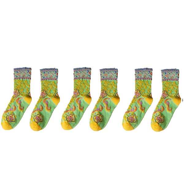 3 Pair Korean Style Women Socks Cotton Harajuku Ladies Winter Socks Set Kawaii Flower Print Fashion Streetwear Cute High Quality