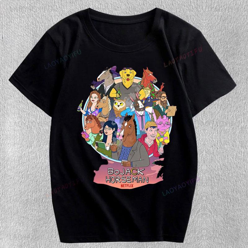 Bojack Horseunisex Graphic Cheap Polyester T Shirts Student Kids Oversided Streetwear Harajuku Shoujo Girl Style Unisex Clothing