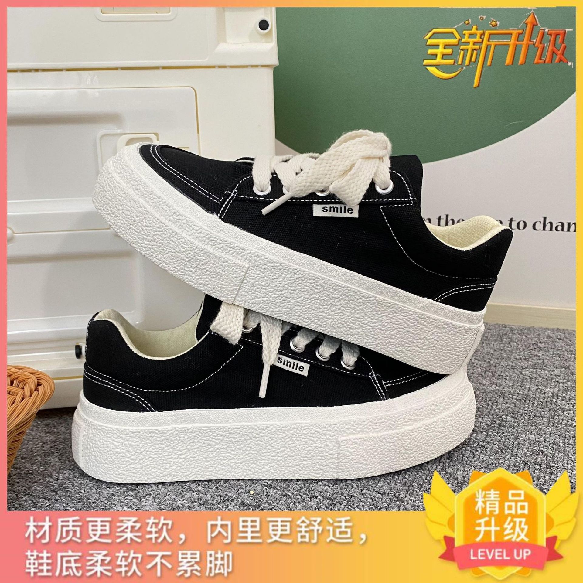 

Нишевый дизайн, классические модные женские модели 2025 года, весна-лето, новые повседневные универсальные туфли на плоской подошве черного цвета, корейская версия парусиновых туфель прилив 40 чёрный