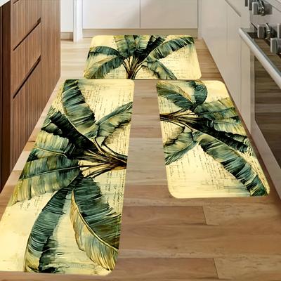 1 Unidad Alfombras de Cocina Antifatiga, Estampado Vintage de Palmeras Impermeable Antideslizante Gruesa Acolchada Alfombra de Cocina Resistente Confort Alfombra de Pie para Cocina