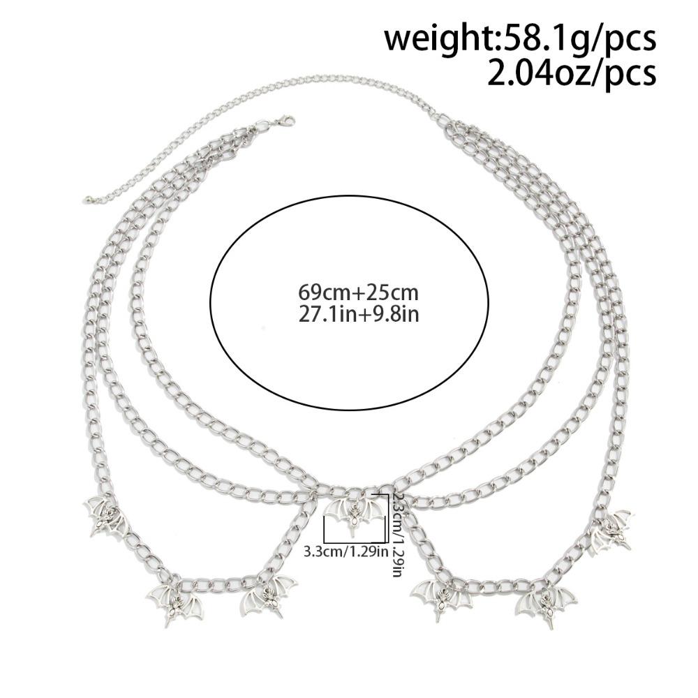Creative Halloween Sliver Color Spider Web Bat Tassel Pendant Multi-layer Chain Waist Chain for Women Sexy Body Chain Jewelry