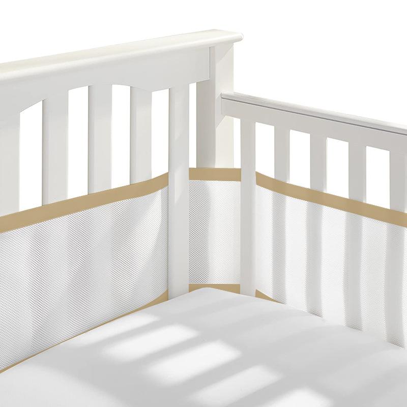 Breathable Mesh Crib Liner for Standard-Size Cribs (1 Panel 340x30 cm + 1 Panel 160x30 cm)