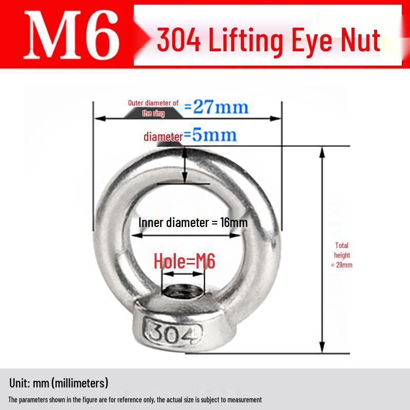 Stainless Steel Lifting Eye Nut (304/316) Round Lug Ring Cap Nut