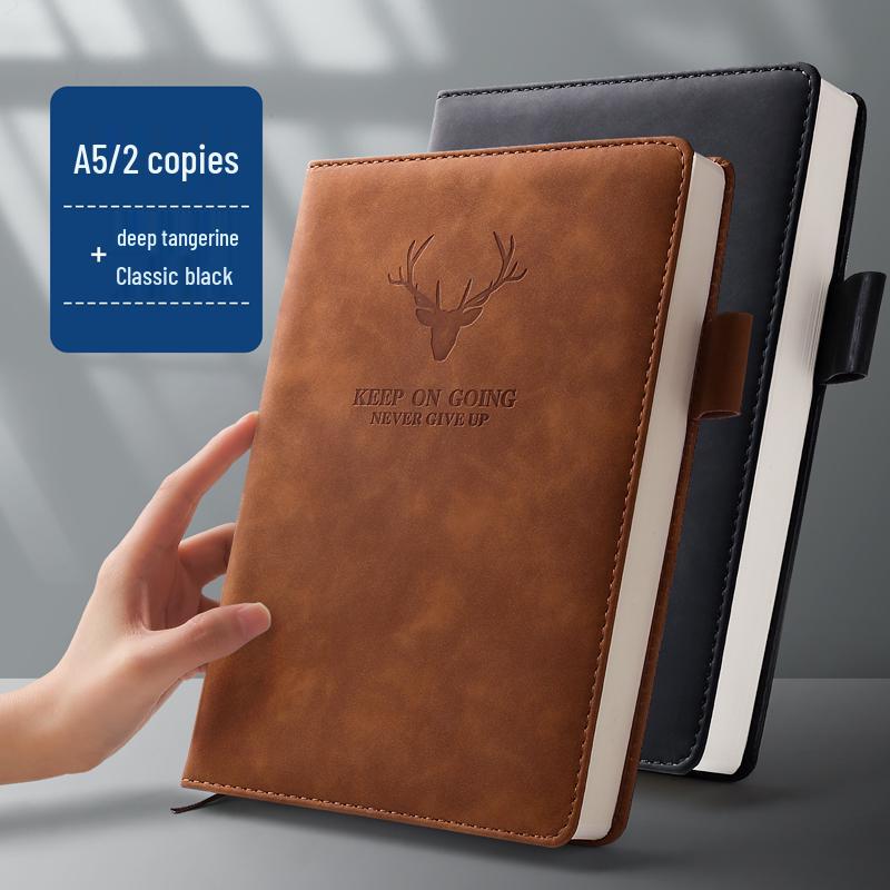 Soft Leather Business Notebook for Meetings & Notes - Thickened Cover