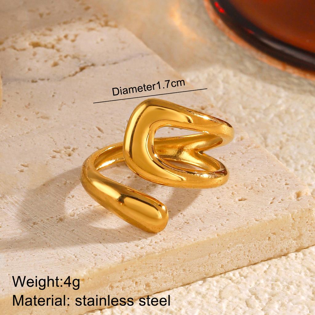 Stainless Steel Geometry Rings for Men Women Two Color Waterproof Open Punk Charms Rings Luxury Jewelry Gifts 2025 New