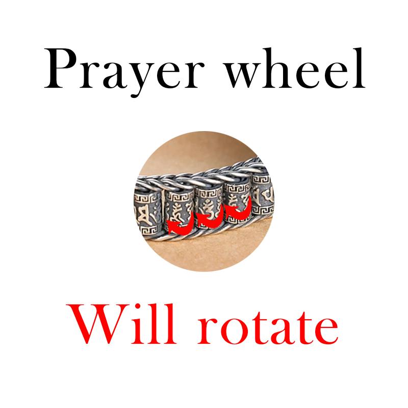 Handgemachte kreative Glücksarmbänder mit buddhistischer Schrift für Männer, Drehperlen, Retro-Mantra mit sechs Zeichen, personalisierter Schmuck