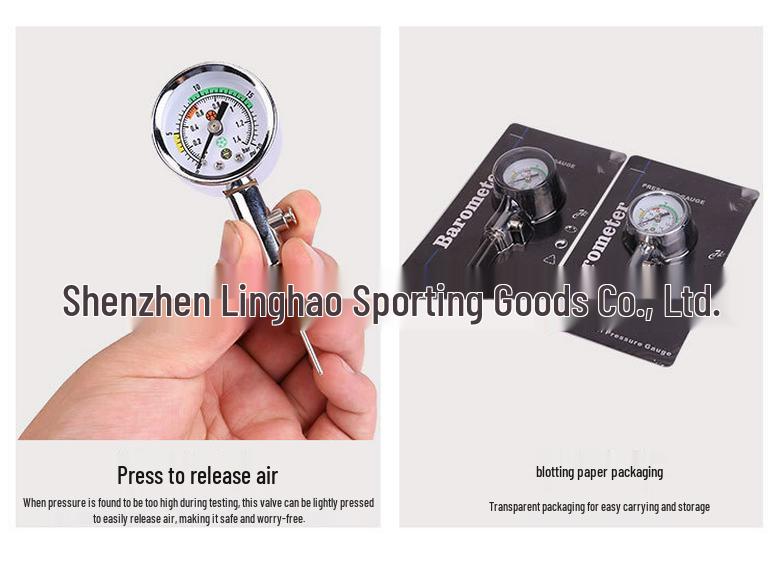 Metal Air Pressure Gauge for Football, Basketball, Volleyball with Detachable Needle