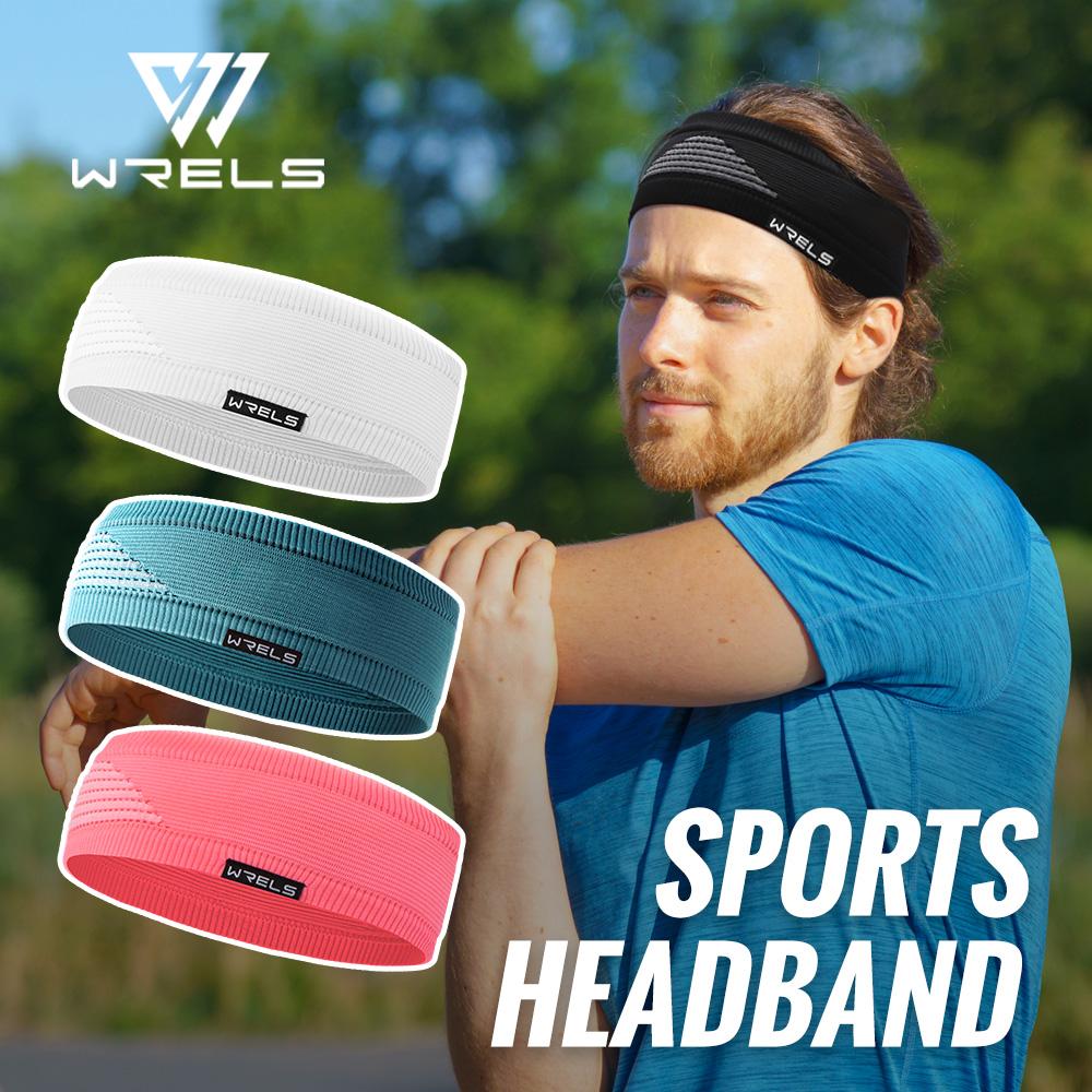 WRELS Sports Headband Breathable Elastic Fitness Sweatband Anti Slip Yoga Headband Outdoor Running Tennis Basketball Headband