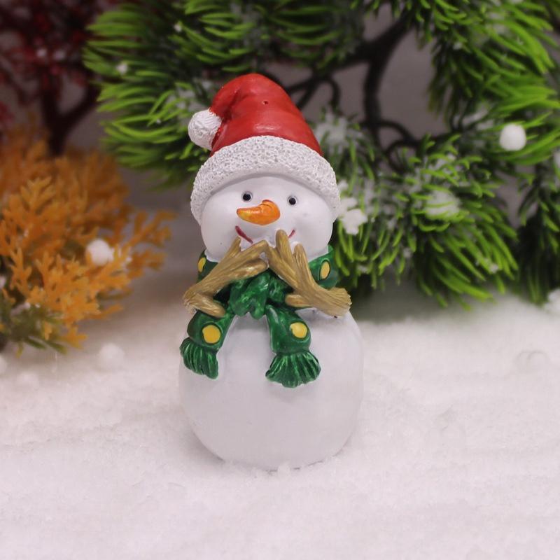 1pc Christmas Snowman Bear Gift Bag Santa Claus Miniature Landscape Garden Resin Ornament
