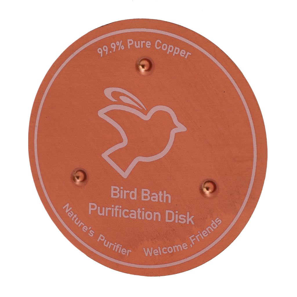 Bird Bath Copper Disk 99.99percent Pure Copper Water Cleaner 1mm Thick with Stable Triple Point Support for Outdoor