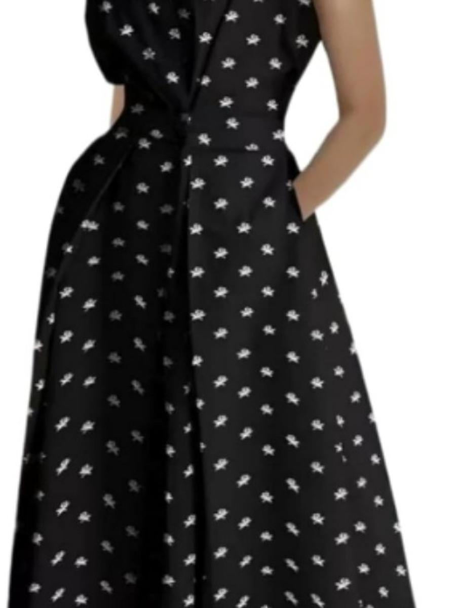 

Summer New Dress Women s Buttoned V-Neck Polka Dot Tailored Dress 5XL квіткові білого кольору