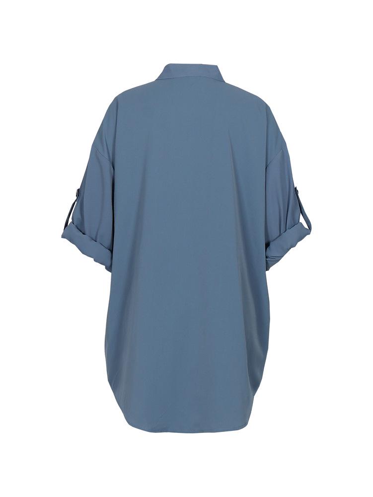 Cotton & Linen Row Button Plus Size Women's Mid-Length Short-Sleeve Loose Shirt