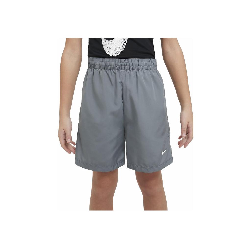 Nike Solid Color Elastic Waist Comfortable Versatile Shorts Kids shorts Gray White DX5382-084